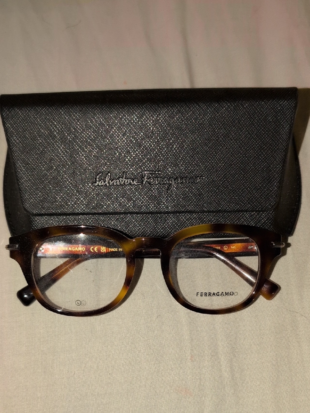 Salvatore Ferragamo Tortoiseshell Eyeglasses with Black Case